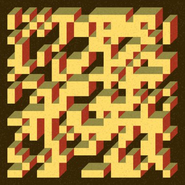 Soyut geometrik arkaplan. Edward Zajecs 2. Cubo 'nun 1971' deki uygulaması. Esasen 8 taştan oluşan bir Truchet fayans seti ve yerleştirme sanatı illüstrasyonu için kurallar 