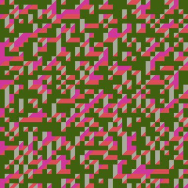 Soyut geometrik arkaplan. Edward Zajecs 2. Cubo 'nun 1971' deki uygulaması. Esasen 8 taştan oluşan bir Truchet fayans seti ve yerleştirme sanatı illüstrasyonu için kurallar 