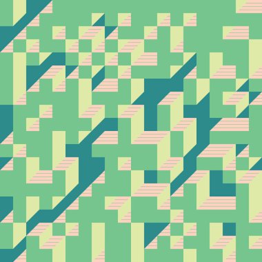 Edward Zajec 'in 1971' deki Il Cubo 'sunun uygulanması. Esasen 8 taştan oluşan bir Truchet fayans seti ve yerleştirme sanatı illüstrasyonu için kurallar