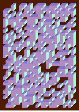 Edward Zajec 'in 1971' deki Il Cubo 'sunun uygulanması. Esasen 8 taştan oluşan bir Truchet fayans seti ve yerleştirme sanatı illüstrasyonu için kurallar