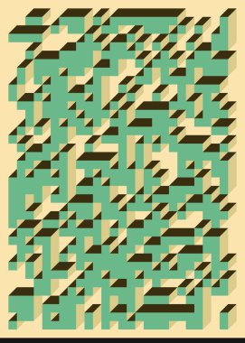 Edward Zajec 'in 1971' deki Il Cubo 'sunun uygulanması. Esasen 8 taştan oluşan bir Truchet fayans seti ve yerleştirme sanatı illüstrasyonu için kurallar