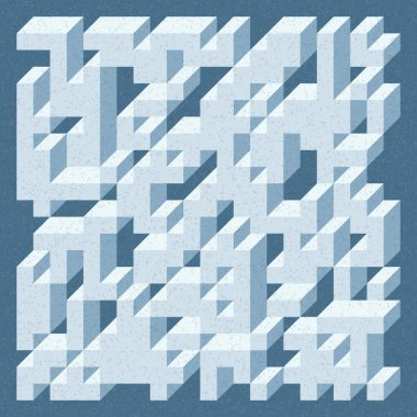 Soyut geometrik arkaplan. Edward Zajecs 2. Cubo 'nun 1971' deki uygulaması. Esasen 8 taştan oluşan bir Truchet fayans seti ve yerleştirme sanatı illüstrasyonu için kurallar 