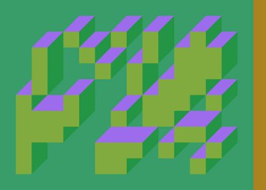 Edward Zajecs 2. Cubo 'nun 1971' deki uygulaması. Esasen 8 taştan oluşan bir Truchet fayans seti ve yerleştirme sanatı illüstrasyonu için kurallar 