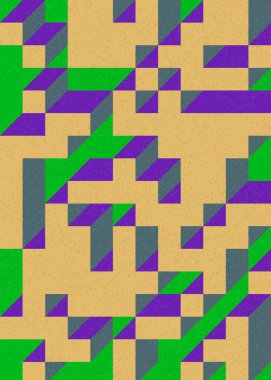 Soyut geometrik arkaplan. Edward Zajecs 2. Cubo 'nun 1971' deki uygulaması. Esasen 8 taştan oluşan bir Truchet fayans seti ve yerleştirme sanatı illüstrasyonu için kurallar 