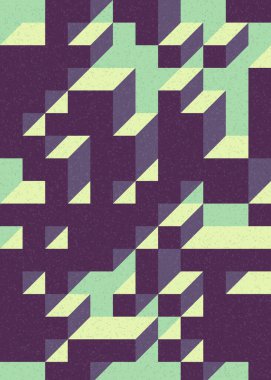 Soyut geometrik arkaplan. Edward Zajecs 2. Cubo 'nun 1971' deki uygulaması. Esasen 8 taştan oluşan bir Truchet fayans seti ve yerleştirme sanatı illüstrasyonu için kurallar 