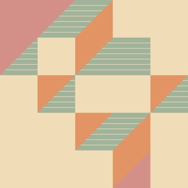 Soyut geometrik arkaplan. Edward Zajecs 2. Cubo 'nun 1971' deki uygulaması. Esasen 8 taştan oluşan bir Truchet fayans seti ve yerleştirme sanatı illüstrasyonu için kurallar 