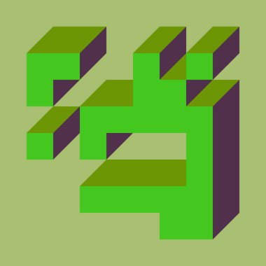 Soyut geometrik arkaplan. Edward Zajecs 2. Cubo 'nun 1971' deki uygulaması. Esasen 8 taştan oluşan bir Truchet fayans seti ve yerleştirme sanatı illüstrasyonu için kurallar 