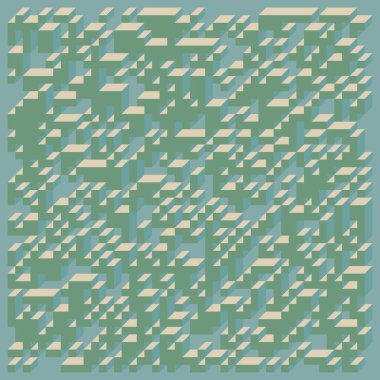 Edward Zajec 'in 1971' deki Il Cubo 'sunun uygulanması. Esasen 8 taştan oluşan bir Truchet fayans seti ve yerleştirme sanatı illüstrasyonu için kurallar