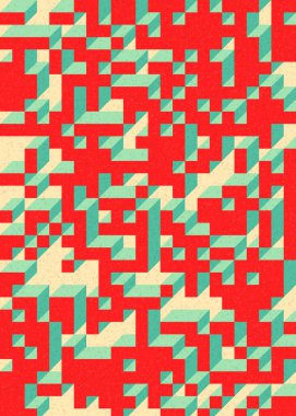 Soyut geometrik arkaplan. Edward Zajecs 2. Cubo 'nun 1971' deki uygulaması. Esasen 8 taştan oluşan bir Truchet fayans seti ve yerleştirme sanatı illüstrasyonu için kurallar 