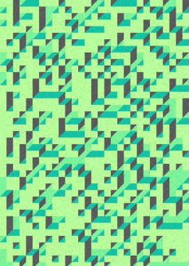 Soyut geometrik arkaplan. Edward Zajecs 2. Cubo 'nun 1971' deki uygulaması. Esasen 8 taştan oluşan bir Truchet fayans seti ve yerleştirme sanatı illüstrasyonu için kurallar 