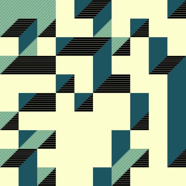 Edward Zajecs 2. Cubo 'nun 1971' deki uygulaması. Esasen 8 taştan oluşan bir Truchet fayans seti ve yerleştirme sanatı illüstrasyonu için kurallar 