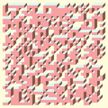 Soyut geometrik arkaplan. Edward Zajecs 2. Cubo 'nun 1971' deki uygulaması. Esasen 8 taştan oluşan bir Truchet fayans seti ve yerleştirme sanatı illüstrasyonu için kurallar 