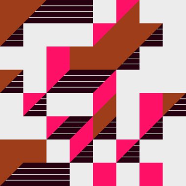 Soyut geometrik arkaplan. Edward Zajecs 2. Cubo 'nun 1971' deki uygulaması. Esasen 8 taştan oluşan bir Truchet fayans seti ve yerleştirme sanatı illüstrasyonu için kurallar 