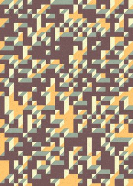 Soyut geometrik arkaplan. Edward Zajecs 2. Cubo 'nun 1971' deki uygulaması. Esasen 8 taştan oluşan bir Truchet fayans seti ve yerleştirme sanatı illüstrasyonu için kurallar 