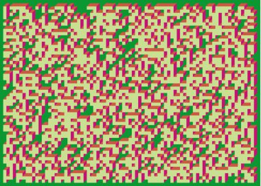 Edward Zajecs 2. Cubo 'nun 1971' deki uygulaması. Esasen 8 taştan oluşan bir Truchet fayans seti ve yerleştirme sanatı illüstrasyonu için kurallar 