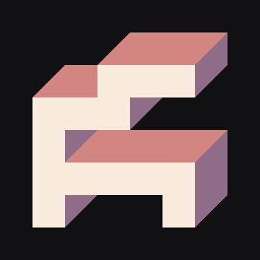 Edward Zajec 'in 1971' deki Il Cubo 'sunun uygulanması. Esasen 8 taştan oluşan bir Truchet fayans seti ve yerleştirme sanatı illüstrasyonu için kurallar