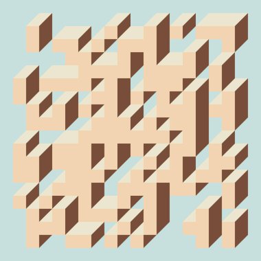 Soyut geometrik arkaplan. Edward Zajecs 2. Cubo 'nun 1971' deki uygulaması. Esasen 8 taştan oluşan bir Truchet fayans seti ve yerleştirme sanatı illüstrasyonu için kurallar 