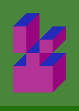 Edward Zajec 'in 1971' deki Il Cubo 'sunun uygulanması. Esasen 8 taştan oluşan bir Truchet fayans seti ve yerleştirme sanatı illüstrasyonu için kurallar