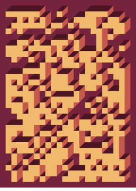 Edward Zajec 'in 1971' deki Il Cubo 'sunun uygulanması. Esasen 8 taştan oluşan bir Truchet fayans seti ve yerleştirme sanatı illüstrasyonu için kurallar