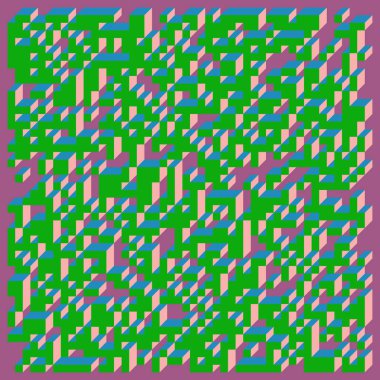 Soyut geometrik arkaplan. Edward Zajecs 2. Cubo 'nun 1971' deki uygulaması. Esasen 8 taştan oluşan bir Truchet fayans seti ve yerleştirme sanatı illüstrasyonu için kurallar 
