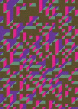 Soyut geometrik arkaplan. Edward Zajecs 2. Cubo 'nun 1971' deki uygulaması. Esasen 8 taştan oluşan bir Truchet fayans seti ve yerleştirme sanatı illüstrasyonu için kurallar 