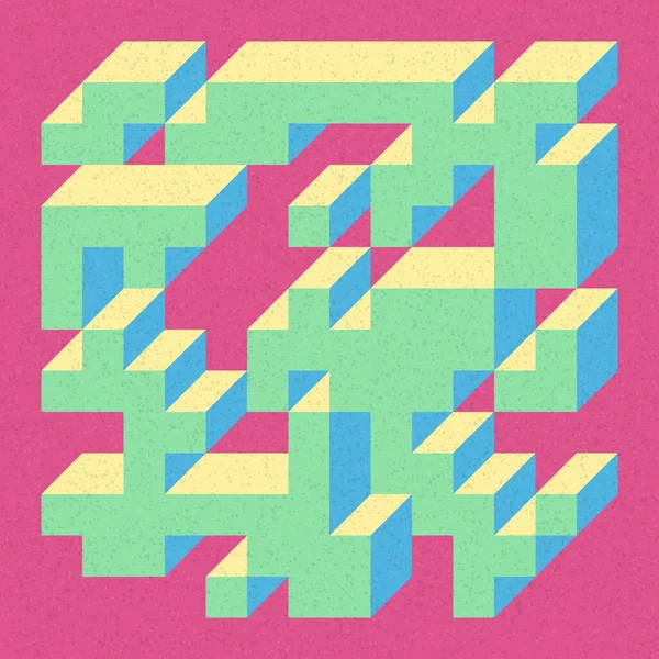 Soyut geometrik arkaplan. Edward Zajecs 2. Cubo 'nun 1971' deki uygulaması. Esasen 8 taştan oluşan bir Truchet fayans seti ve yerleştirme sanatı illüstrasyonu için kurallar 