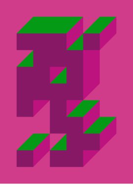 Edward Zajecs 2. Cubo 'nun 1971' deki uygulaması. Esasen 8 taştan oluşan bir Truchet fayans seti ve yerleştirme sanatı illüstrasyonu için kurallar 