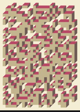 Edward Zajecs 2. Cubo 'nun 1971' deki uygulaması. Esasen 8 taştan oluşan bir Truchet fayans seti ve yerleştirme sanatı illüstrasyonu için kurallar 