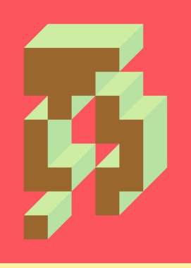 Edward Zajecs 2. Cubo 'nun 1971' deki uygulaması. Esasen 8 taştan oluşan bir Truchet fayans seti ve yerleştirme sanatı illüstrasyonu için kurallar 