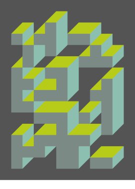 Edward Zajecs 2. Cubo 'nun 1971' deki uygulaması. Esasen 8 taştan oluşan bir Truchet fayans seti ve yerleştirme sanatı illüstrasyonu için kurallar  