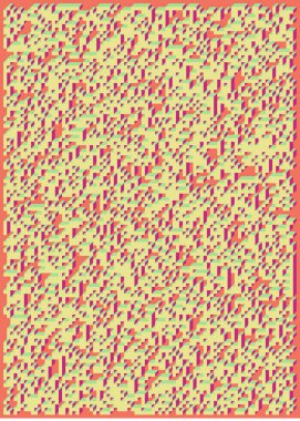 Edward Zajecs 2. Cubo 'nun 1971' deki uygulaması. Esasen 8 taştan oluşan bir Truchet fayans seti ve yerleştirme sanatı illüstrasyonu için kurallar 