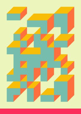 Edward Zajecs 2. Cubo 'nun 1971' deki uygulaması. Esasen 8 taştan oluşan bir Truchet fayans seti ve yerleştirme sanatı illüstrasyonu için kurallar  