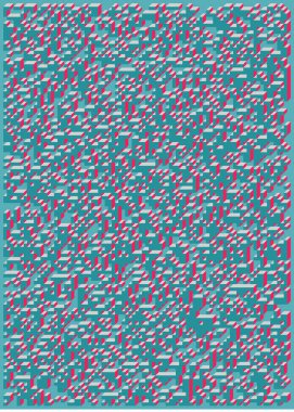 Edward Zajecs 2. Cubo 'nun 1971' deki uygulaması. Esasen 8 taştan oluşan bir Truchet fayans seti ve yerleştirme sanatı illüstrasyonu için kurallar  