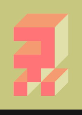 Edward Zajecs 2. Cubo 'nun 1971' deki uygulaması. Esasen 8 taştan oluşan bir Truchet fayans seti ve yerleştirme sanatı illüstrasyonu için kurallar  