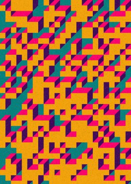 Edward Zajecs 2. Cubo 'nun 1971' deki uygulaması. Esasen 8 taştan oluşan bir Truchet fayans seti ve yerleştirme sanatı illüstrasyonu için kurallar  