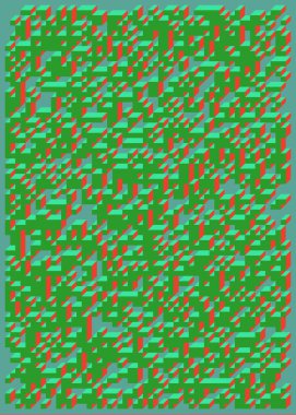 Edward Zajecs 2. Cubo 'nun 1971' deki uygulaması. Esasen 8 taştan oluşan bir Truchet fayans seti ve yerleştirme sanatı illüstrasyonu için kurallar  