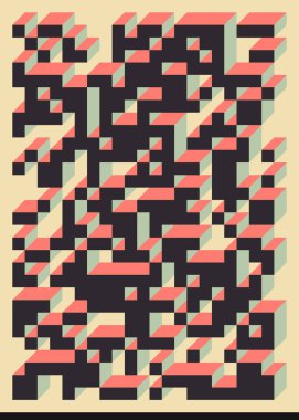 Edward Zajecs 2. Cubo 'nun 1971' deki uygulaması. Esasen 8 taştan oluşan bir Truchet fayans seti ve yerleştirme sanatı illüstrasyonu için kurallar  