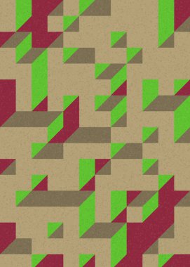 Edward Zajecs 2. Cubo 'nun 1971' deki uygulaması. Esasen 8 taştan oluşan bir Truchet fayans seti ve yerleştirme sanatı illüstrasyonu için kurallar 