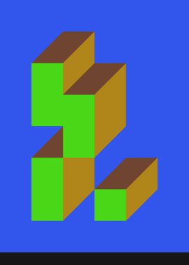 Edward Zajecs 2. Cubo 'nun 1971' deki uygulaması. Esasen 8 taştan oluşan bir Truchet fayans seti ve yerleştirme sanatı illüstrasyonu için kurallar  