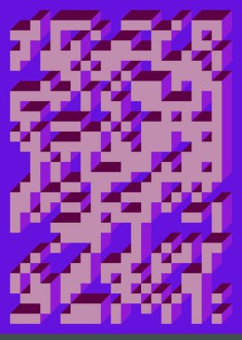 Edward Zajecs 2. Cubo 'nun 1971' deki uygulaması. Esasen 8 taştan oluşan bir Truchet fayans seti ve yerleştirme sanatı illüstrasyonu için kurallar 