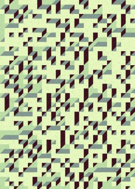 Edward Zajecs 2. Cubo 'nun 1971' deki uygulaması. Esasen 8 taştan oluşan bir Truchet fayans seti ve yerleştirme sanatı illüstrasyonu için kurallar 