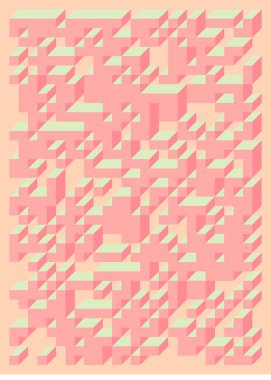 Edward Zajecs 2. Cubo 'nun 1971' deki uygulaması. Esasen 8 taştan oluşan bir Truchet fayans seti ve yerleştirme sanatı illüstrasyonu için kurallar  