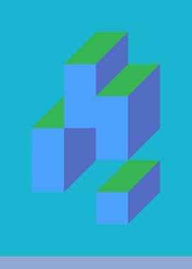 Edward Zajecs 2. Cubo 'nun 1971' deki uygulaması. Esasen 8 taştan oluşan bir Truchet fayans seti ve yerleştirme sanatı illüstrasyonu için kurallar 