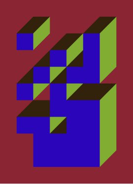 Edward Zajecs 2. Cubo 'nun 1971' deki uygulaması. Esasen 8 taştan oluşan bir Truchet fayans seti ve yerleştirme sanatı illüstrasyonu için kurallar 