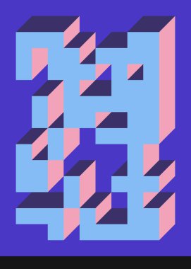 Edward Zajecs 2. Cubo 'nun 1971' deki uygulaması. Esasen 8 taştan oluşan bir Truchet fayans seti ve yerleştirme sanatı illüstrasyonu için kurallar 