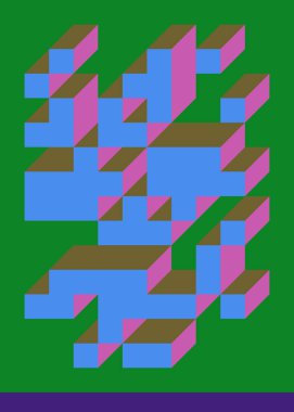 Edward Zajecs 2. Cubo 'nun 1971' deki uygulaması. Esasen 8 taştan oluşan bir Truchet fayans seti ve yerleştirme sanatı illüstrasyonu için kurallar 