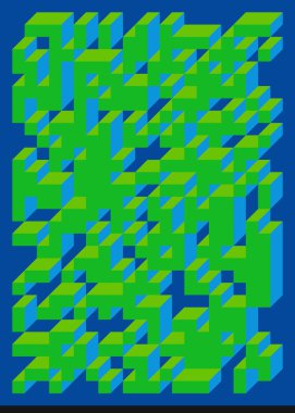 Edward Zajecs 2. Cubo 'nun 1971' deki uygulaması. Esasen 8 taştan oluşan bir Truchet fayans seti ve yerleştirme sanatı illüstrasyonu için kurallar 