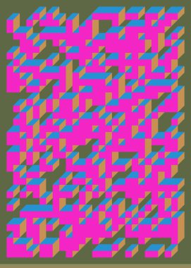 Edward Zajecs 2. Cubo 'nun 1971' deki uygulaması. Esasen 8 taştan oluşan bir Truchet fayans seti ve yerleştirme sanatı illüstrasyonu için kurallar 