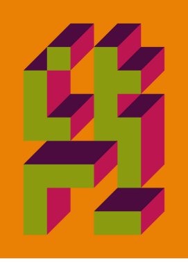 Edward Zajecs 2. Cubo 'nun 1971' deki uygulaması. Esasen 8 taştan oluşan bir Truchet fayans seti ve yerleştirme sanatı illüstrasyonu için kurallar  