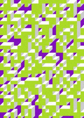 Edward Zajecs 2. Cubo 'nun 1971' deki uygulaması. Esasen 8 taştan oluşan bir Truchet fayans seti ve yerleştirme sanatı illüstrasyonu için kurallar 